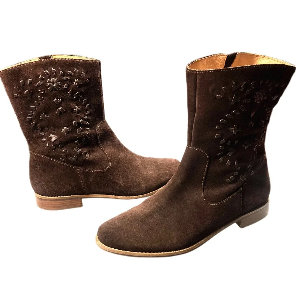 Jack Rogers Kaitlin Brown Suede Mid Calf Boots Size 8.5